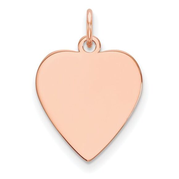 Kazi Luxury 14k Rose Gold Plain .011 Gauge Heart Engravable Disc Charm